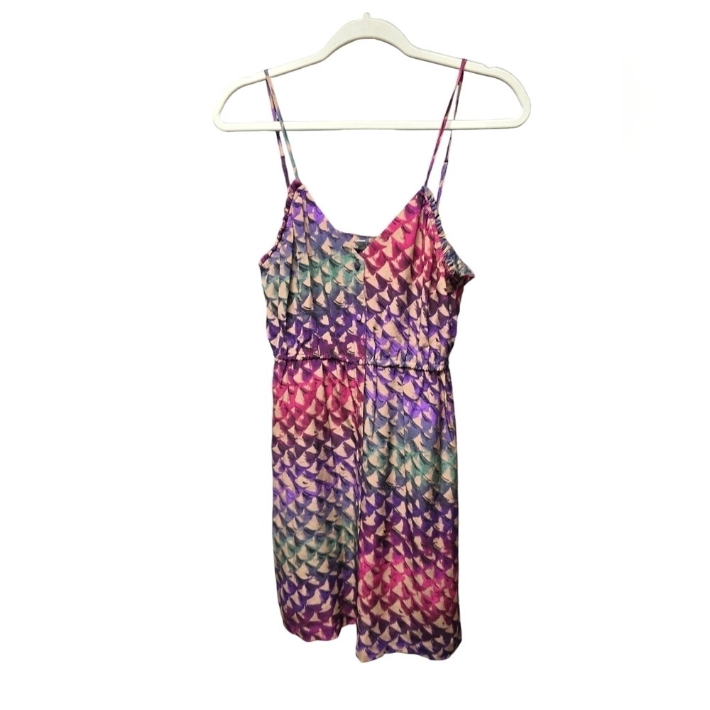 Anthropologie Ecote Geometric 100% Silk Mini Dress Size Medium